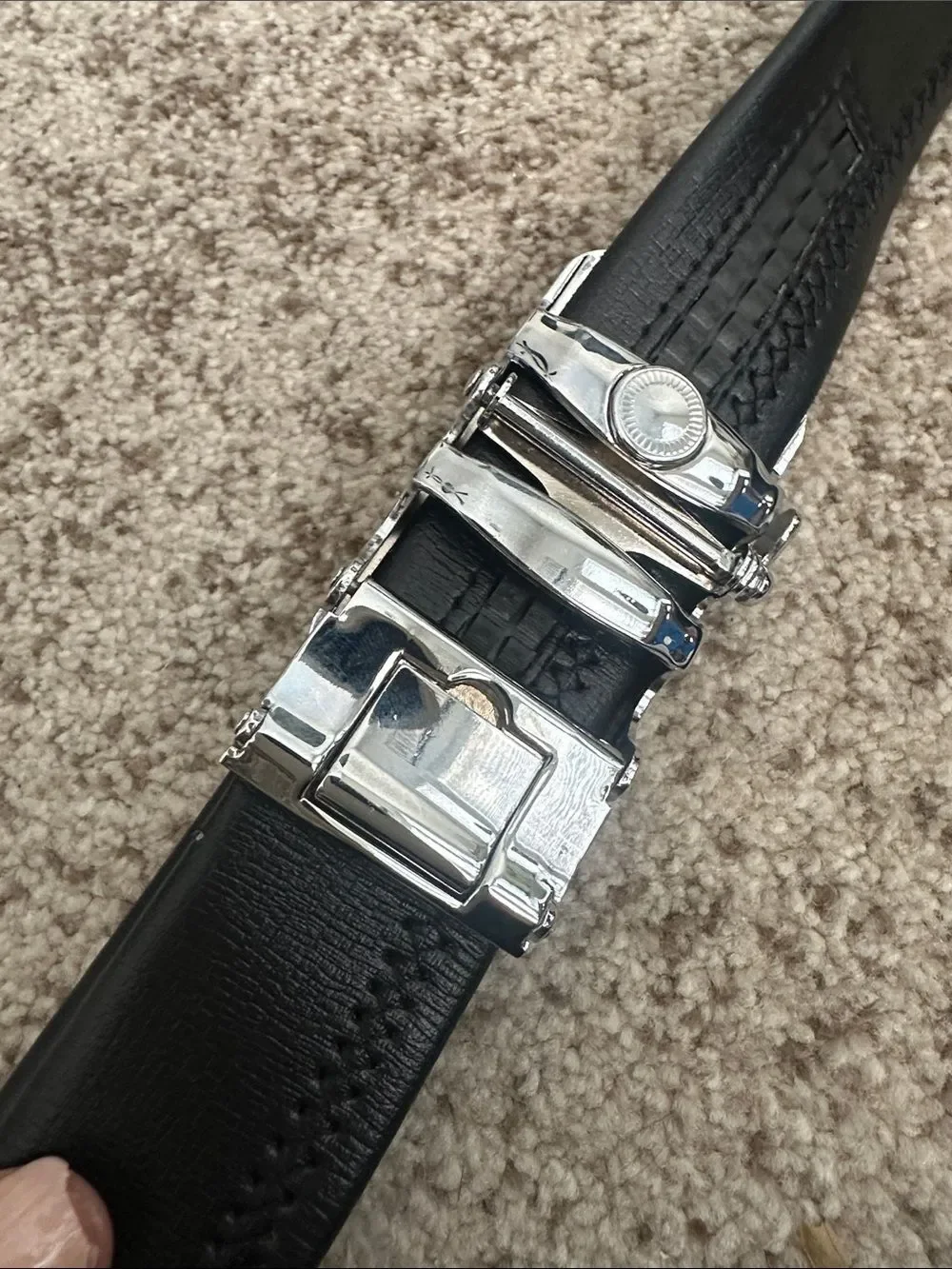 Versace Rectangular Automatic Plate Buckle Leather Belt 44